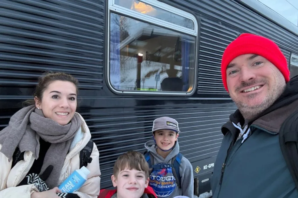Family getting ready to take SJ Stockholm to Narvik Sleeper Train