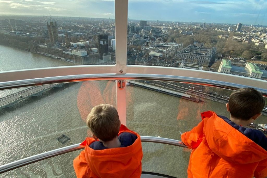 London Eye view of River Thames and Westminster - family attraction 