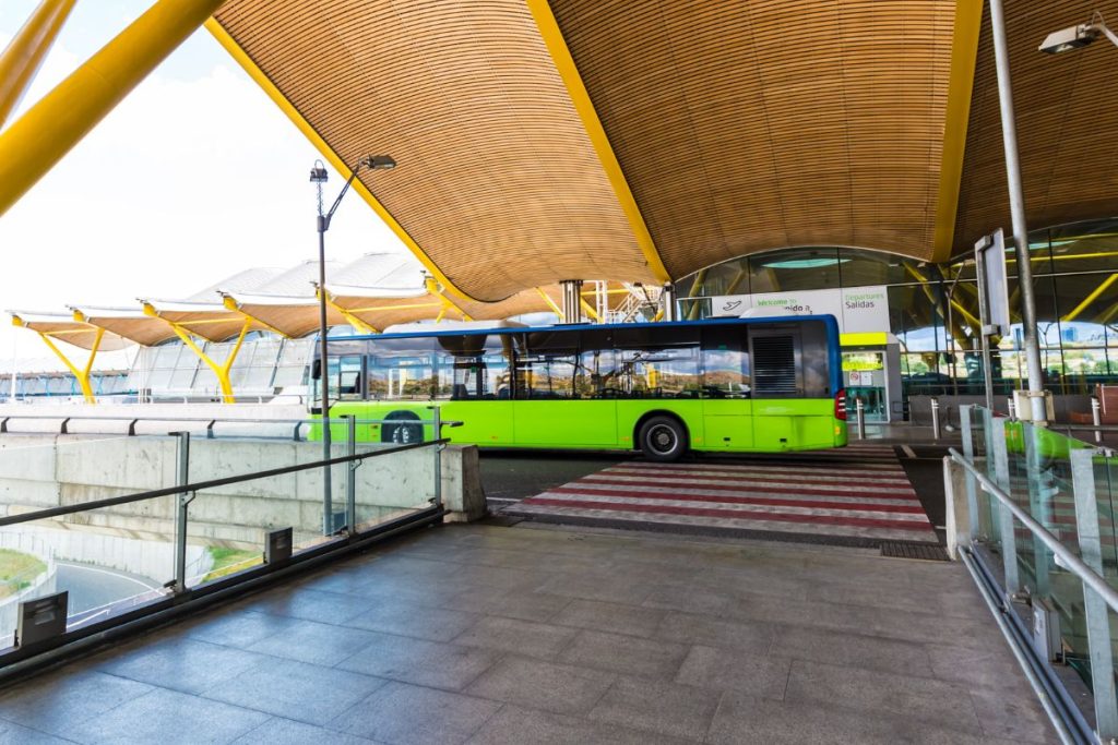 Airport bus showing ground transport options from secondary European airports