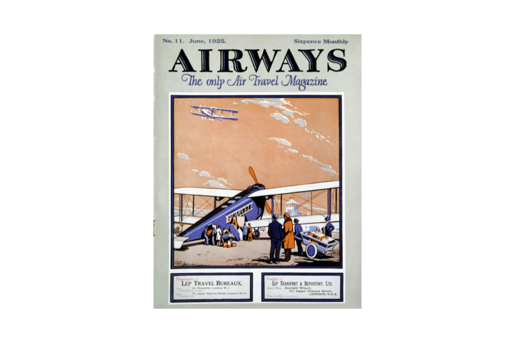 Toddler with airplane inflight magazine — free entertainment for babies on planes