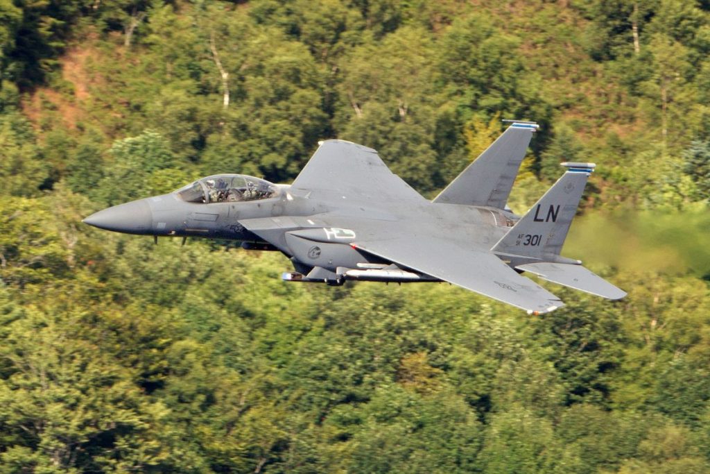 Aerial view flying over Wales during military assignment in Europe
