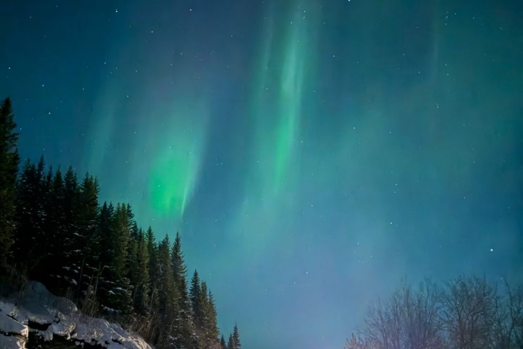 Narvik northern lights at a roadside layby